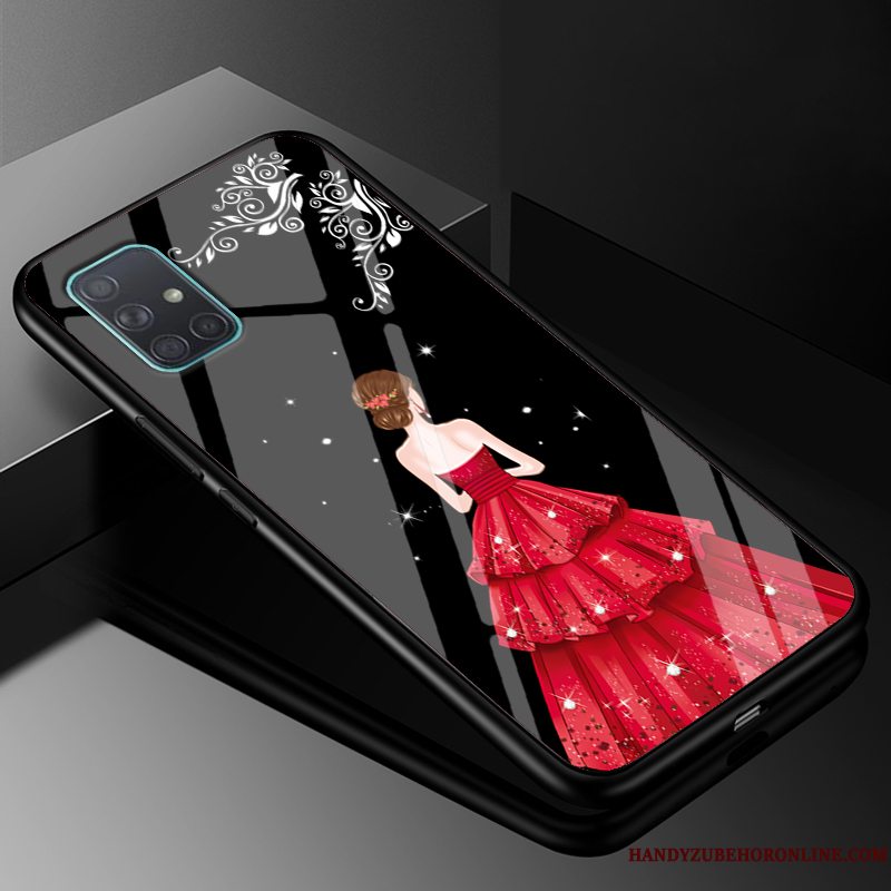 Etui Samsung Galaxy A71 Tasker Anti-fald Sort, Cover Samsung Galaxy A71 Mode Glas Telefon