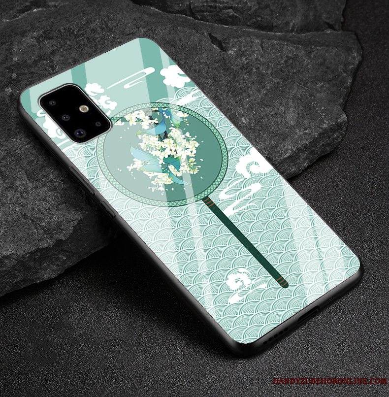 Etui Samsung Galaxy A71 Tasker Hård Glas, Cover Samsung Galaxy A71 Blød Telefonrød