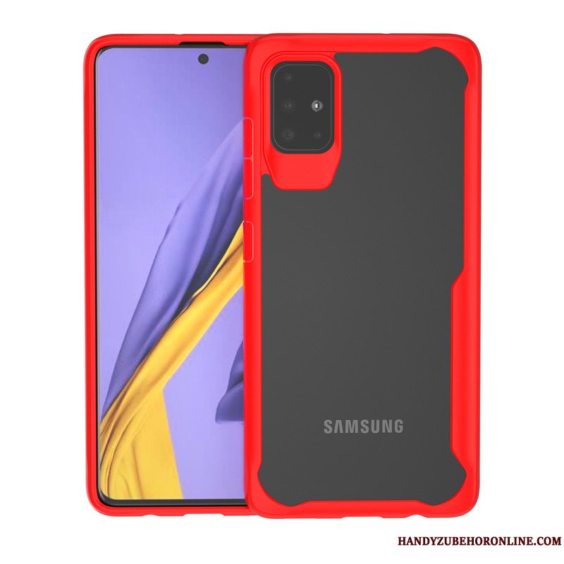 Etui Samsung Galaxy A71 Tasker Rød Solid Farve, Cover Samsung Galaxy A71 Beskyttelse Telefongasbag