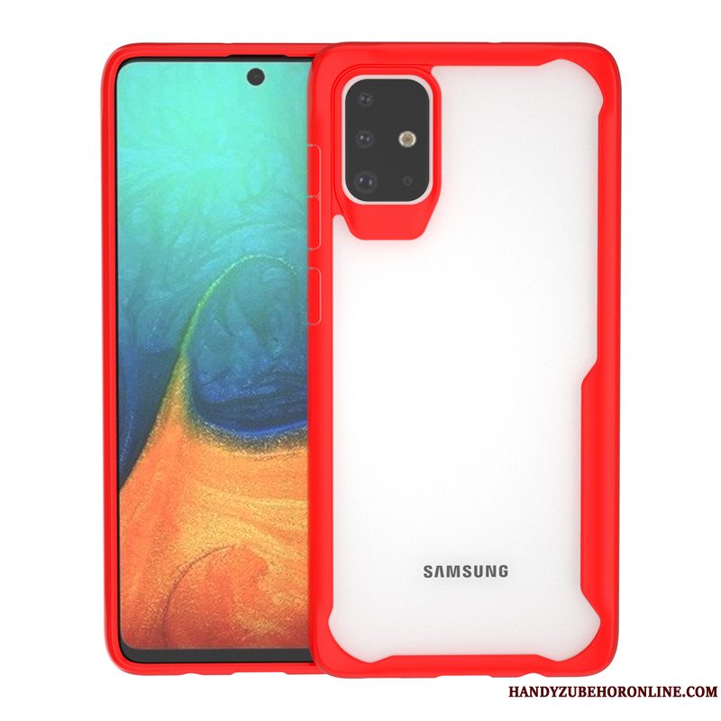 Etui Samsung Galaxy A71 Tasker Rød Solid Farve, Cover Samsung Galaxy A71 Beskyttelse Telefongasbag