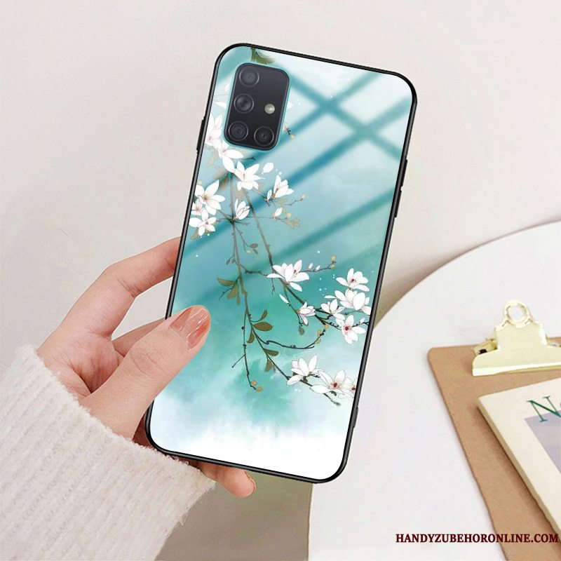 Etui Samsung Galaxy A71 Tasker Telefonanti-fald, Cover Samsung Galaxy A71 Silikone Rød Glas