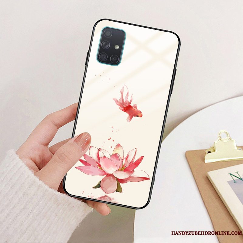 Etui Samsung Galaxy A71 Tasker Telefonanti-fald, Cover Samsung Galaxy A71 Silikone Rød Glas