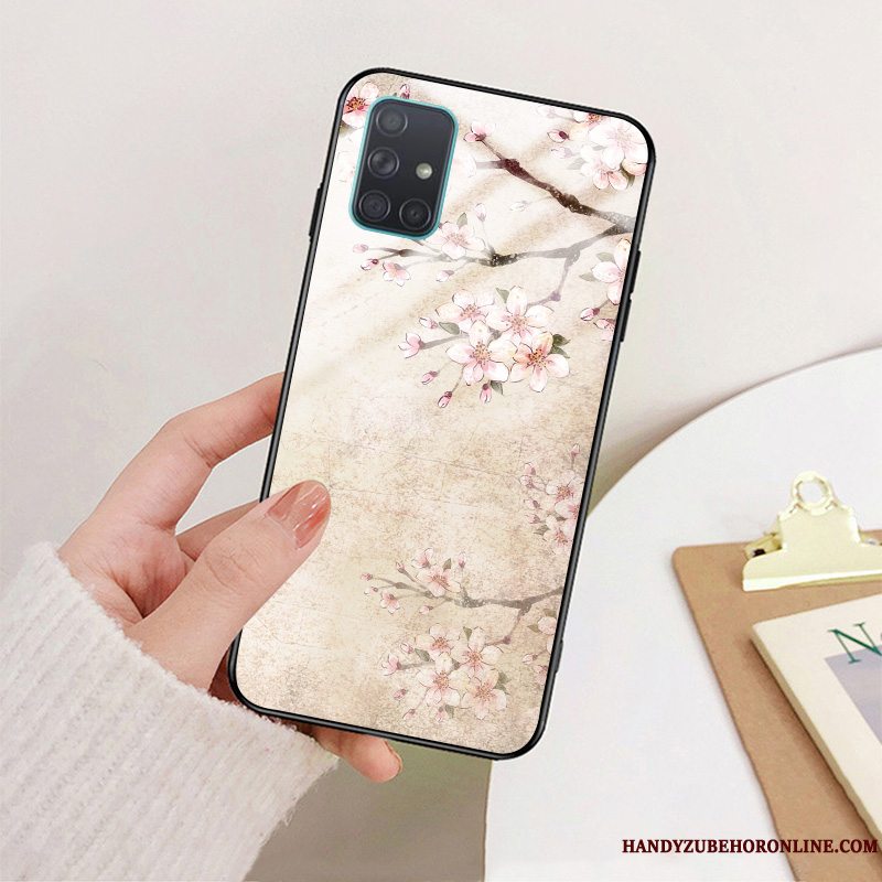 Etui Samsung Galaxy A71 Tasker Telefonanti-fald, Cover Samsung Galaxy A71 Silikone Rød Glas