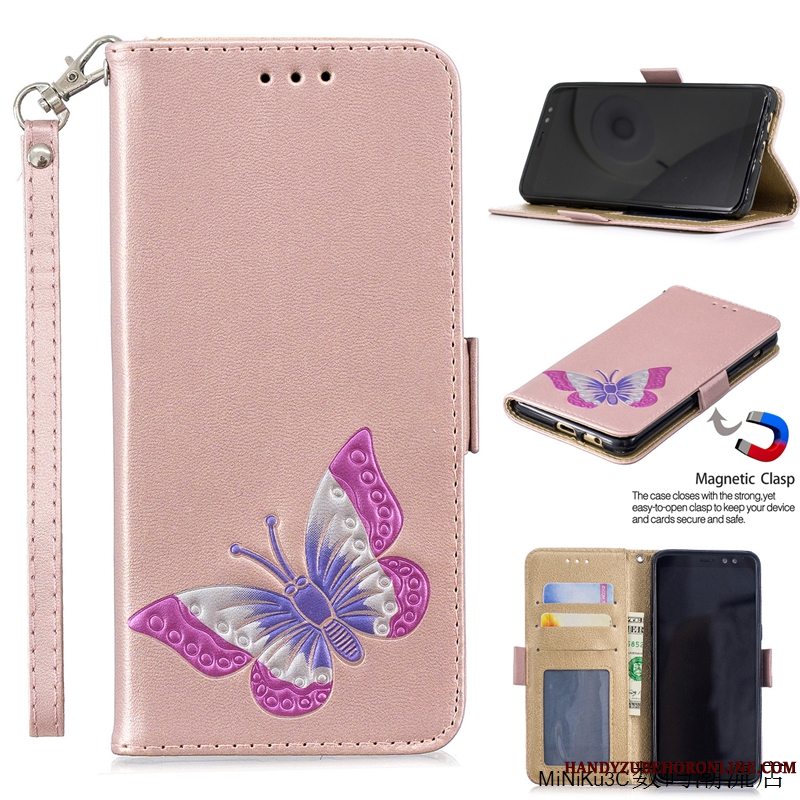 Etui Samsung Galaxy A8 2018 Folio Kort Anti-fald, Cover Samsung Galaxy A8 2018 Beskyttelse Grøn Telefon