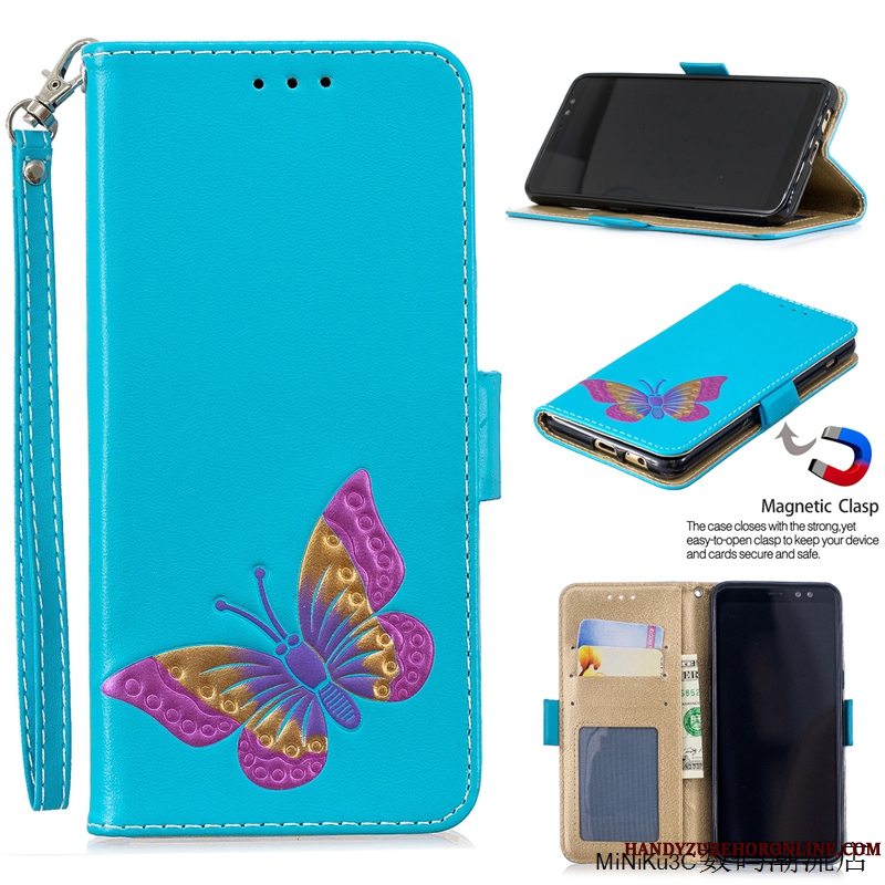 Etui Samsung Galaxy A8 2018 Folio Kort Anti-fald, Cover Samsung Galaxy A8 2018 Beskyttelse Grøn Telefon