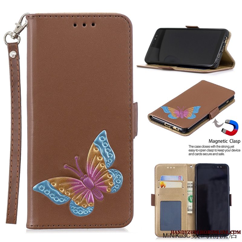 Etui Samsung Galaxy A8 2018 Folio Kort Anti-fald, Cover Samsung Galaxy A8 2018 Beskyttelse Grøn Telefon