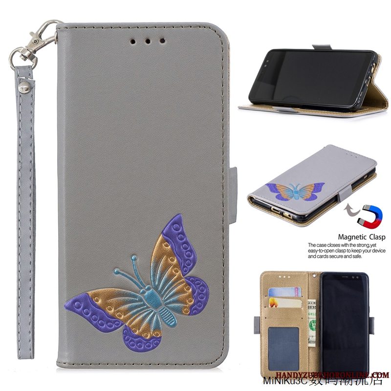 Etui Samsung Galaxy A8 2018 Folio Kort Anti-fald, Cover Samsung Galaxy A8 2018 Beskyttelse Grøn Telefon