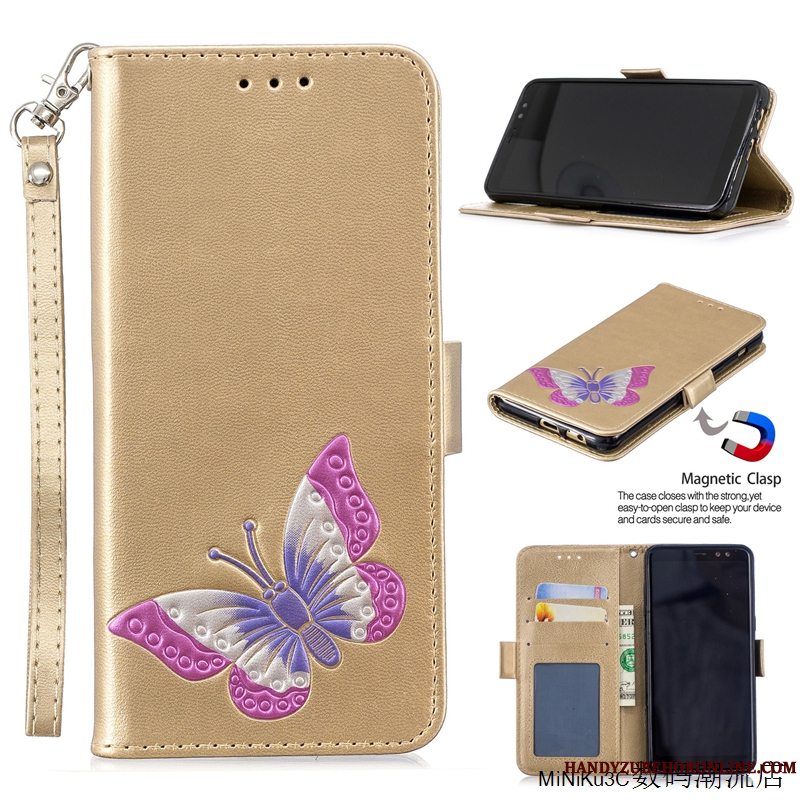 Etui Samsung Galaxy A8 2018 Folio Kort Anti-fald, Cover Samsung Galaxy A8 2018 Beskyttelse Grøn Telefon