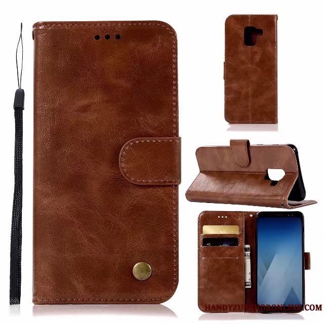 Etui Samsung Galaxy A8 2018 Folio Telefonanti-fald, Cover Samsung Galaxy A8 2018 Læder High End Gul