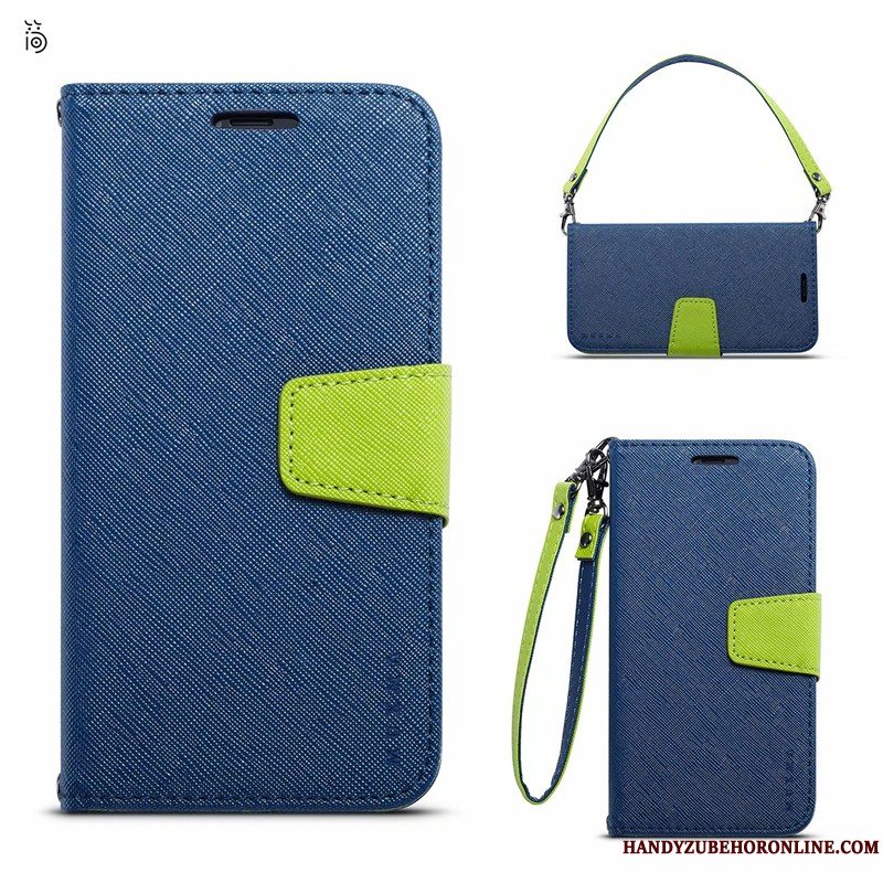 Etui Samsung Galaxy A8 2018 Læder Blå Anti-fald, Cover Samsung Galaxy A8 2018 Blød Hængende Ornamenter Af Personlighed