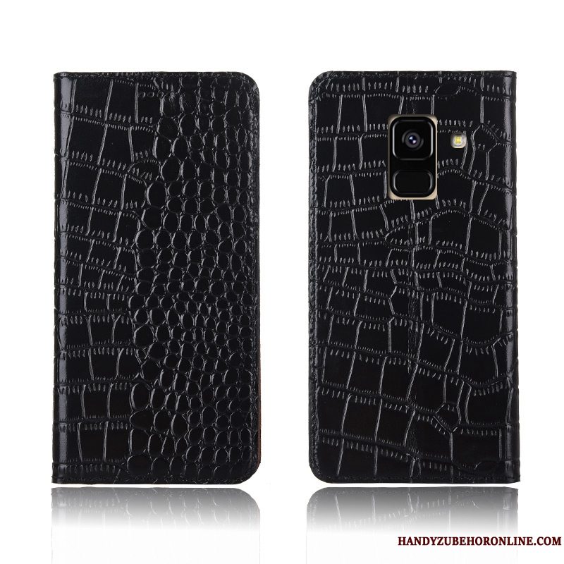 Etui Samsung Galaxy A8 2018 Læder Gul Krokodille, Cover Samsung Galaxy A8 2018 Beskyttelse Telefon