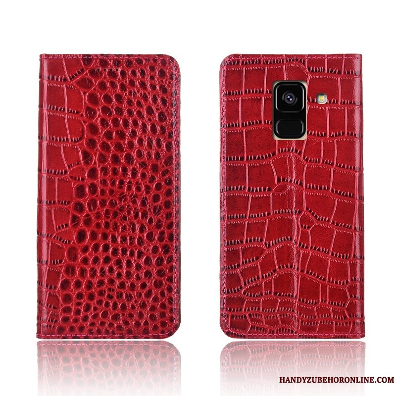 Etui Samsung Galaxy A8 2018 Læder Gul Krokodille, Cover Samsung Galaxy A8 2018 Beskyttelse Telefon