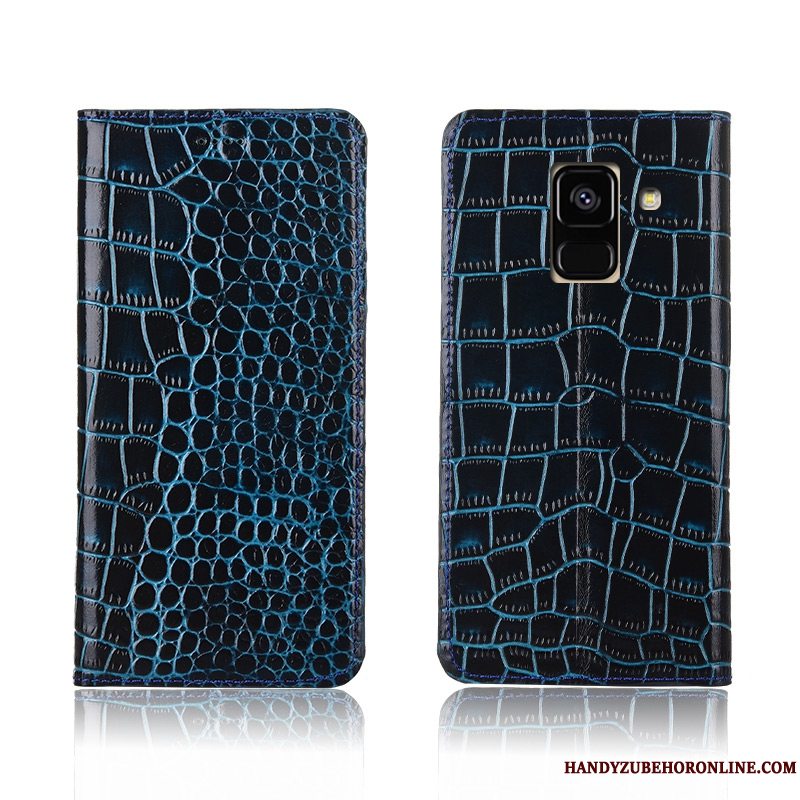 Etui Samsung Galaxy A8 2018 Læder Gul Krokodille, Cover Samsung Galaxy A8 2018 Beskyttelse Telefon