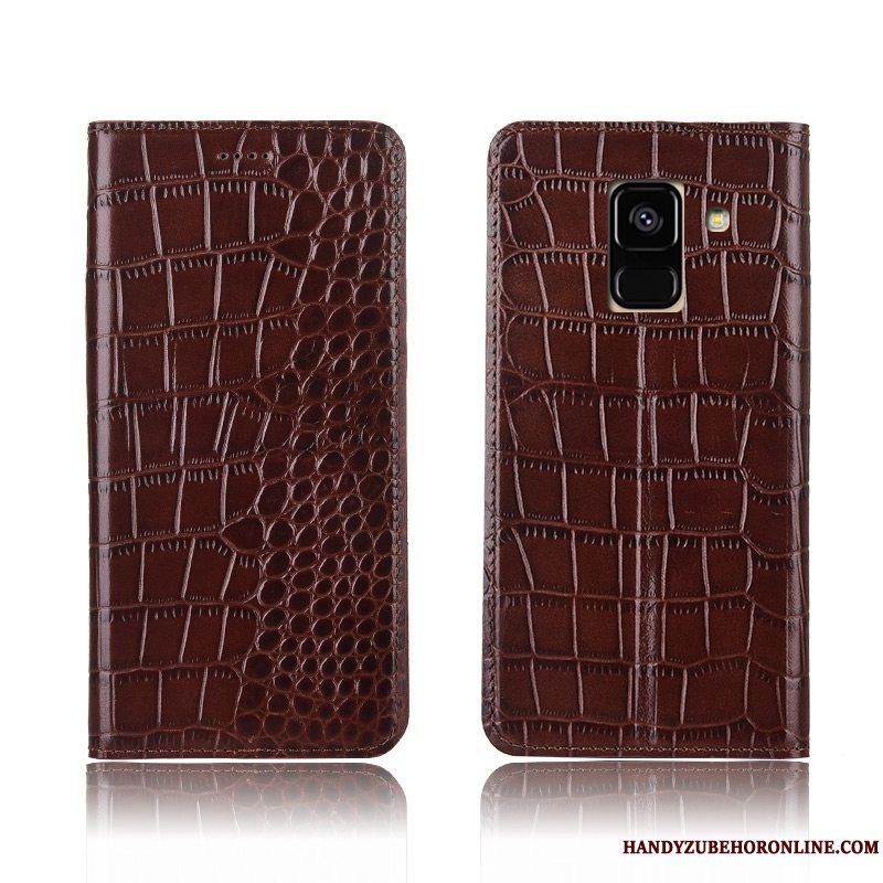 Etui Samsung Galaxy A8 2018 Læder Gul Krokodille, Cover Samsung Galaxy A8 2018 Beskyttelse Telefon