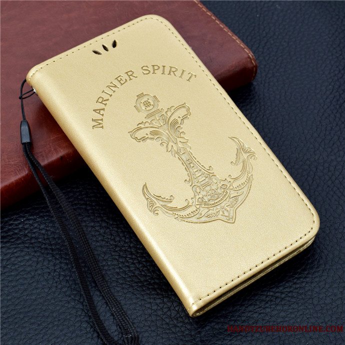 Etui Samsung Galaxy A8 2018 Læder Guld Telefon, Cover Samsung Galaxy A8 2018 Silikone Anti-fald