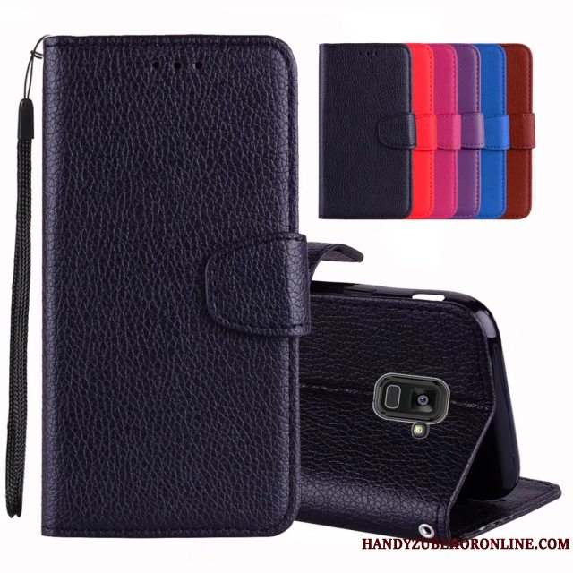 Etui Samsung Galaxy A8 2018 Læder Hængende Ornamenter Business, Cover Samsung Galaxy A8 2018 Folio Anti-fald Simple