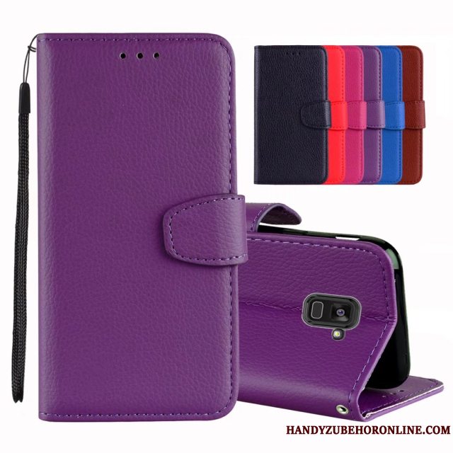 Etui Samsung Galaxy A8 2018 Læder Hængende Ornamenter Business, Cover Samsung Galaxy A8 2018 Folio Anti-fald Simple