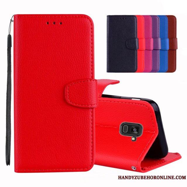 Etui Samsung Galaxy A8 2018 Læder Hængende Ornamenter Business, Cover Samsung Galaxy A8 2018 Folio Anti-fald Simple