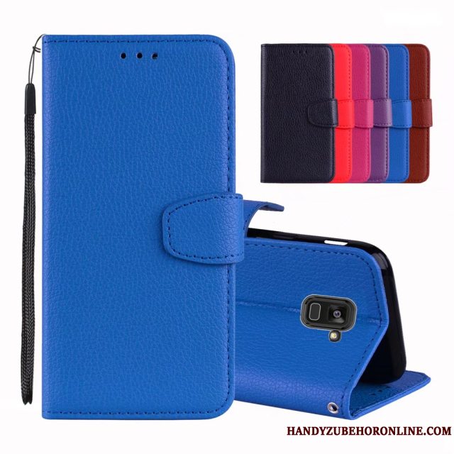 Etui Samsung Galaxy A8 2018 Læder Hængende Ornamenter Business, Cover Samsung Galaxy A8 2018 Folio Anti-fald Simple