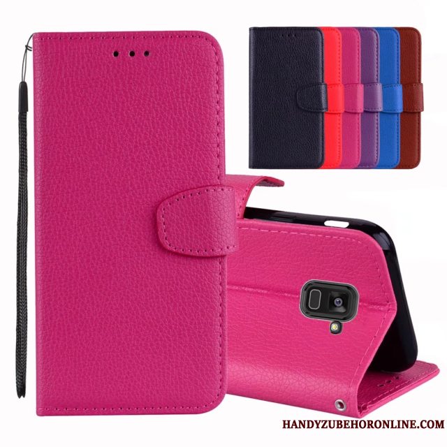 Etui Samsung Galaxy A8 2018 Læder Hængende Ornamenter Business, Cover Samsung Galaxy A8 2018 Folio Anti-fald Simple