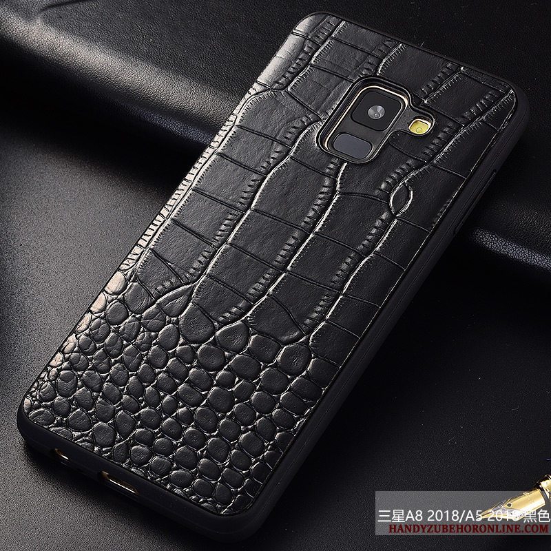 Etui Samsung Galaxy A8 2018 Læder Mønster Rød, Cover Samsung Galaxy A8 2018 Anti-fald Trendy