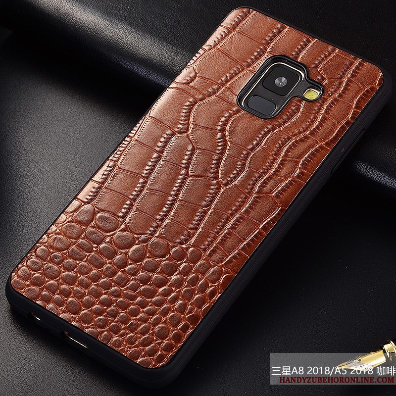 Etui Samsung Galaxy A8 2018 Læder Mønster Rød, Cover Samsung Galaxy A8 2018 Anti-fald Trendy