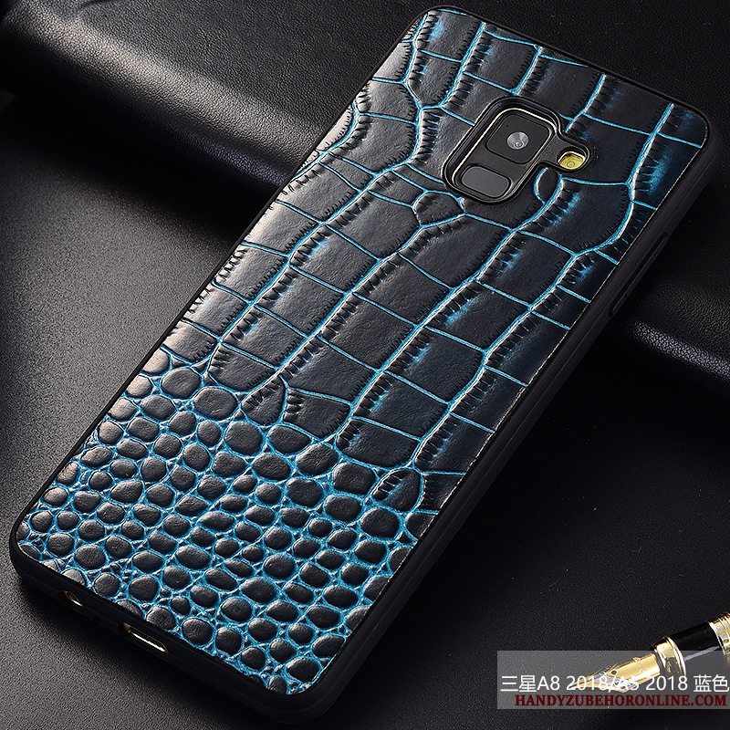 Etui Samsung Galaxy A8 2018 Læder Mønster Rød, Cover Samsung Galaxy A8 2018 Anti-fald Trendy