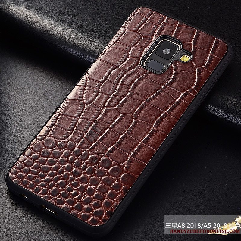 Etui Samsung Galaxy A8 2018 Læder Mønster Rød, Cover Samsung Galaxy A8 2018 Anti-fald Trendy