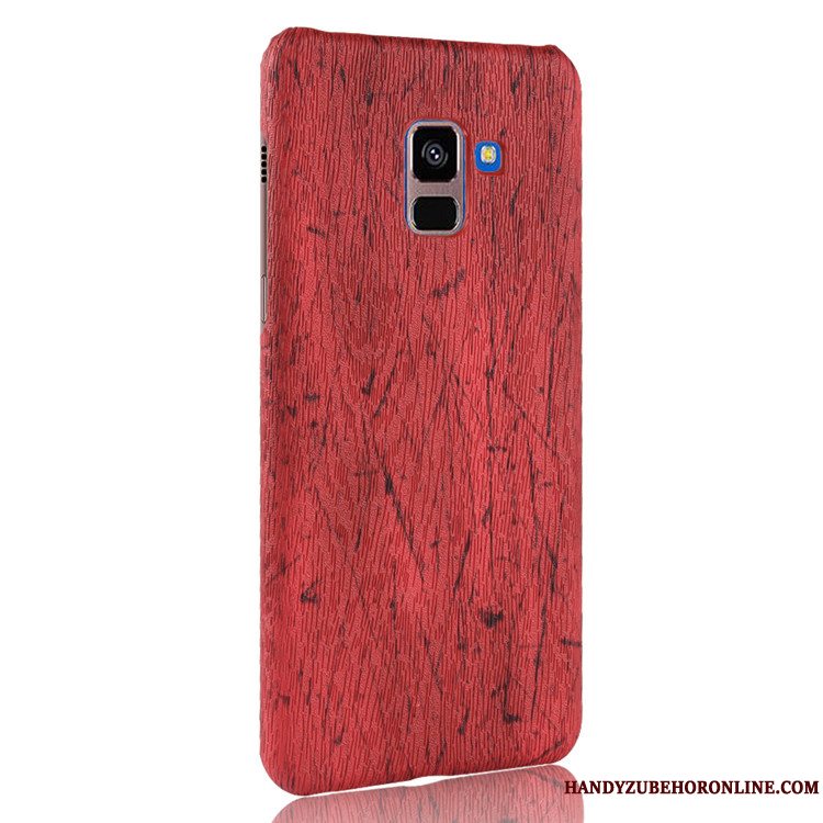 Etui Samsung Galaxy A8 2018 Læder Rød Hård, Cover Samsung Galaxy A8 2018 Vintage Kvalitet Telefon