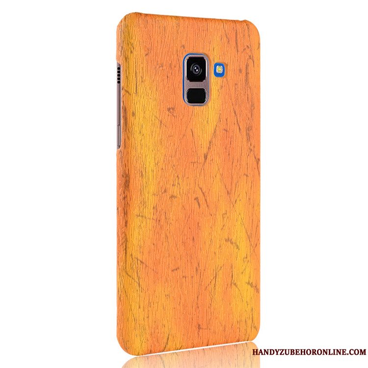 Etui Samsung Galaxy A8 2018 Læder Rød Hård, Cover Samsung Galaxy A8 2018 Vintage Kvalitet Telefon