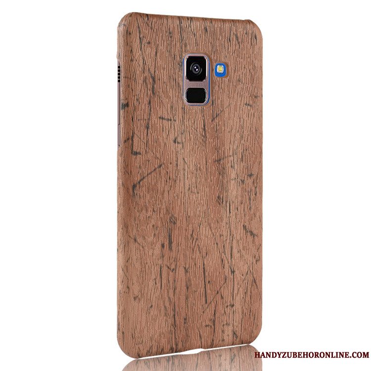 Etui Samsung Galaxy A8 2018 Læder Rød Hård, Cover Samsung Galaxy A8 2018 Vintage Kvalitet Telefon