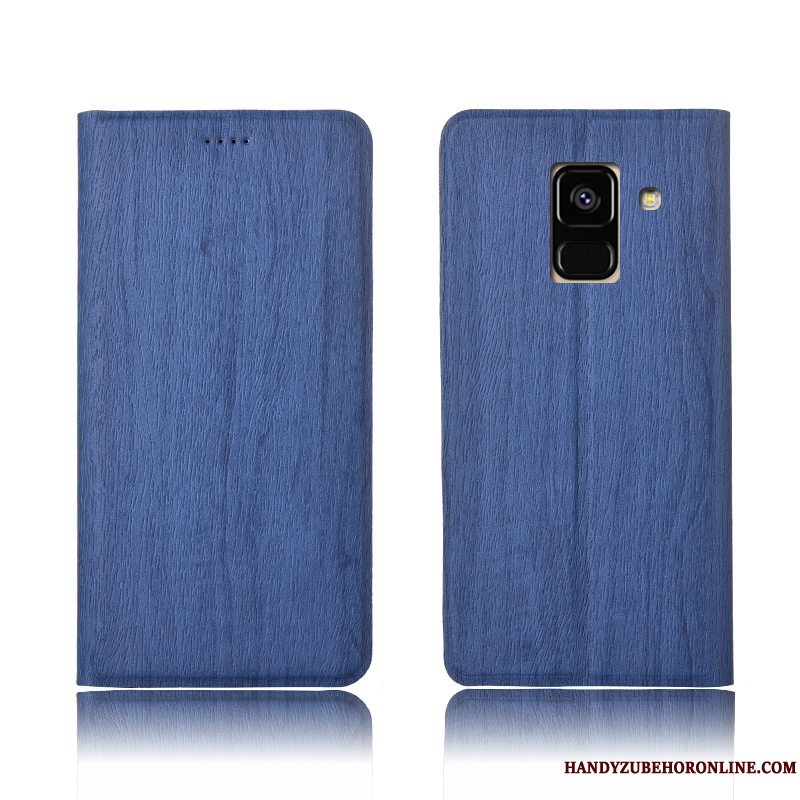 Etui Samsung Galaxy A8 2018 Tasker Blå Tree, Cover Samsung Galaxy A8 2018 Læder Mønster Telefon