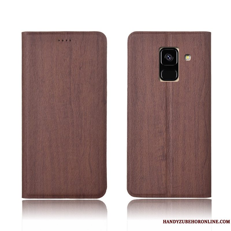 Etui Samsung Galaxy A8 2018 Tasker Blå Tree, Cover Samsung Galaxy A8 2018 Læder Mønster Telefon