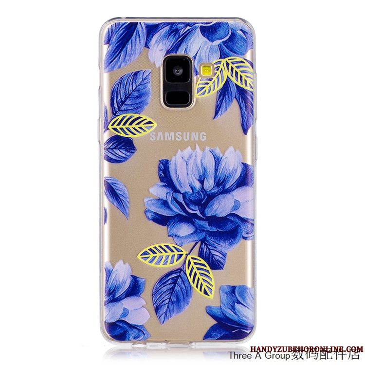 Etui Samsung Galaxy A8 2018 Tasker Gennemsigtig Blå, Cover Samsung Galaxy A8 2018 Silikone Telefonanti-fald