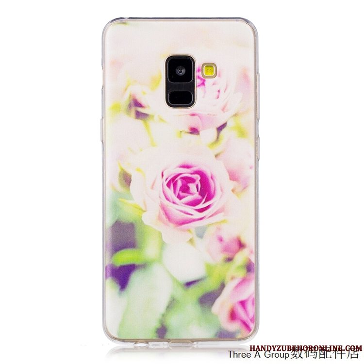 Etui Samsung Galaxy A8 2018 Tasker Gennemsigtig Blå, Cover Samsung Galaxy A8 2018 Silikone Telefonanti-fald