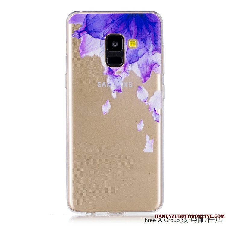 Etui Samsung Galaxy A8 2018 Tasker Gennemsigtig Blå, Cover Samsung Galaxy A8 2018 Silikone Telefonanti-fald