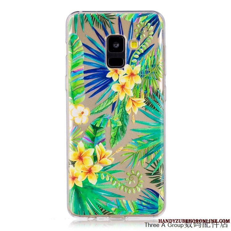 Etui Samsung Galaxy A8 2018 Tasker Gennemsigtig Blå, Cover Samsung Galaxy A8 2018 Silikone Telefonanti-fald