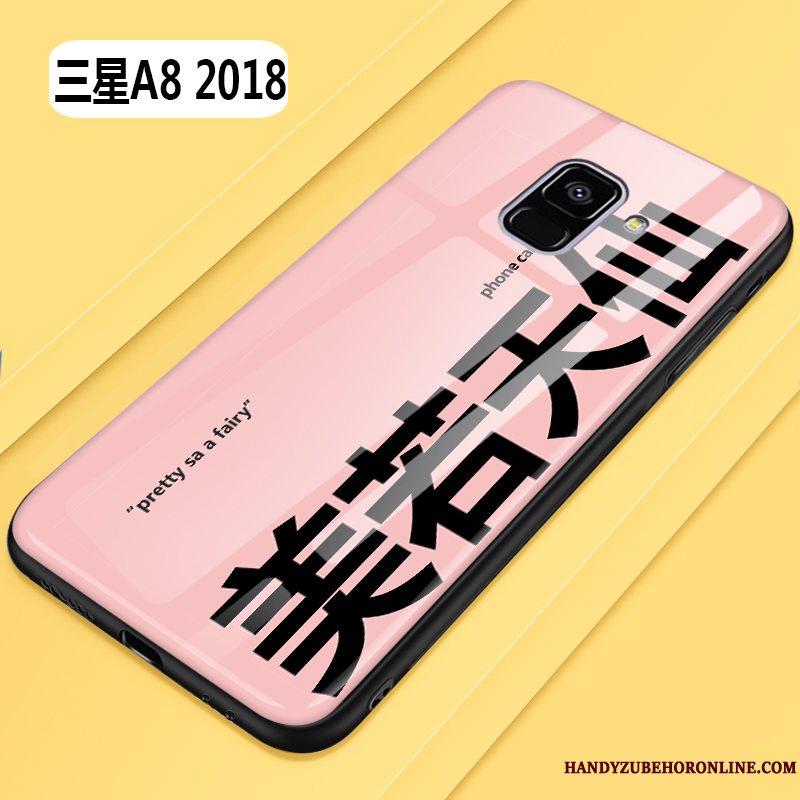 Etui Samsung Galaxy A8 2018 Tasker Glas Rød, Cover Samsung Galaxy A8 2018 Beskyttelse Smuk Frisk