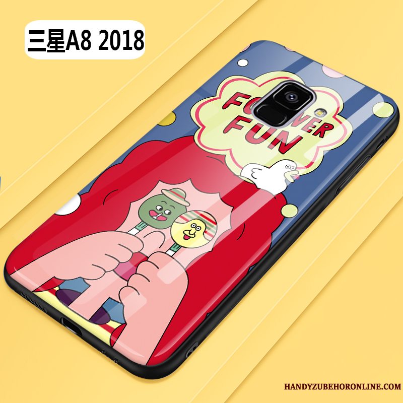 Etui Samsung Galaxy A8 2018 Tasker Glas Rød, Cover Samsung Galaxy A8 2018 Beskyttelse Smuk Frisk