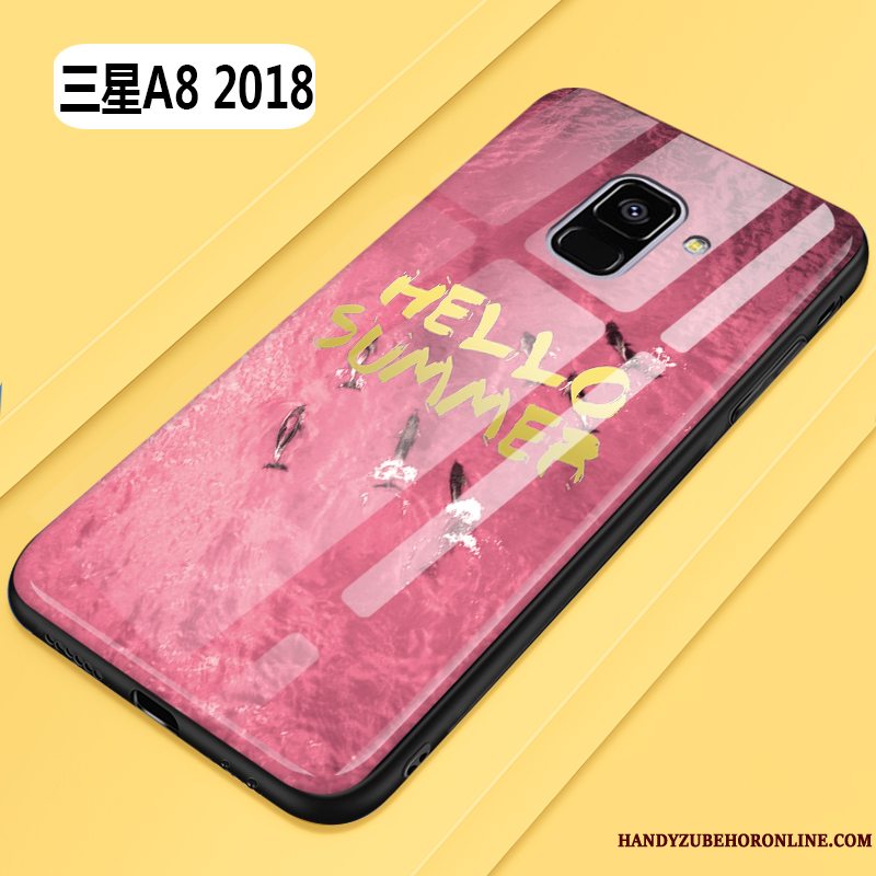 Etui Samsung Galaxy A8 2018 Tasker Glas Rød, Cover Samsung Galaxy A8 2018 Beskyttelse Smuk Frisk