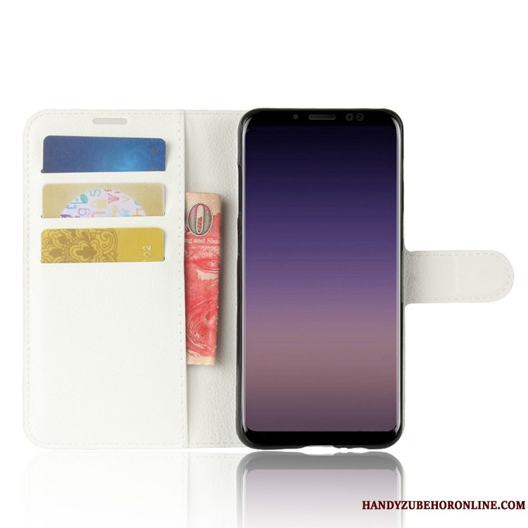Etui Samsung Galaxy A8 2018 Tasker Kort Trend, Cover Samsung Galaxy A8 2018 Tegnebog Telefonlyserød