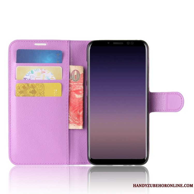 Etui Samsung Galaxy A8 2018 Tasker Kort Trend, Cover Samsung Galaxy A8 2018 Tegnebog Telefonlyserød