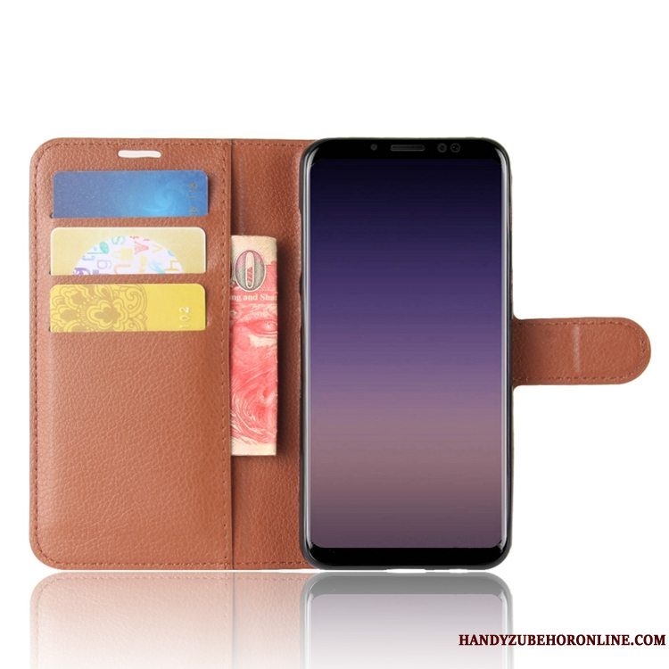 Etui Samsung Galaxy A8 2018 Tasker Kort Trend, Cover Samsung Galaxy A8 2018 Tegnebog Telefonlyserød