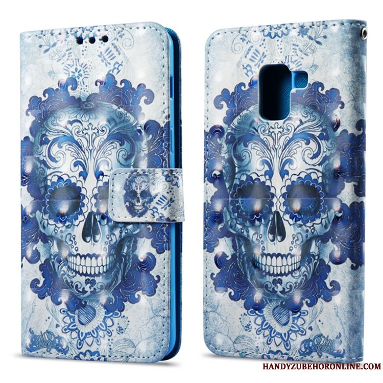 Etui Samsung Galaxy A8 2018 Tegnebog Telefonrød, Cover Samsung Galaxy A8 2018 Folio Anti-fald Kort