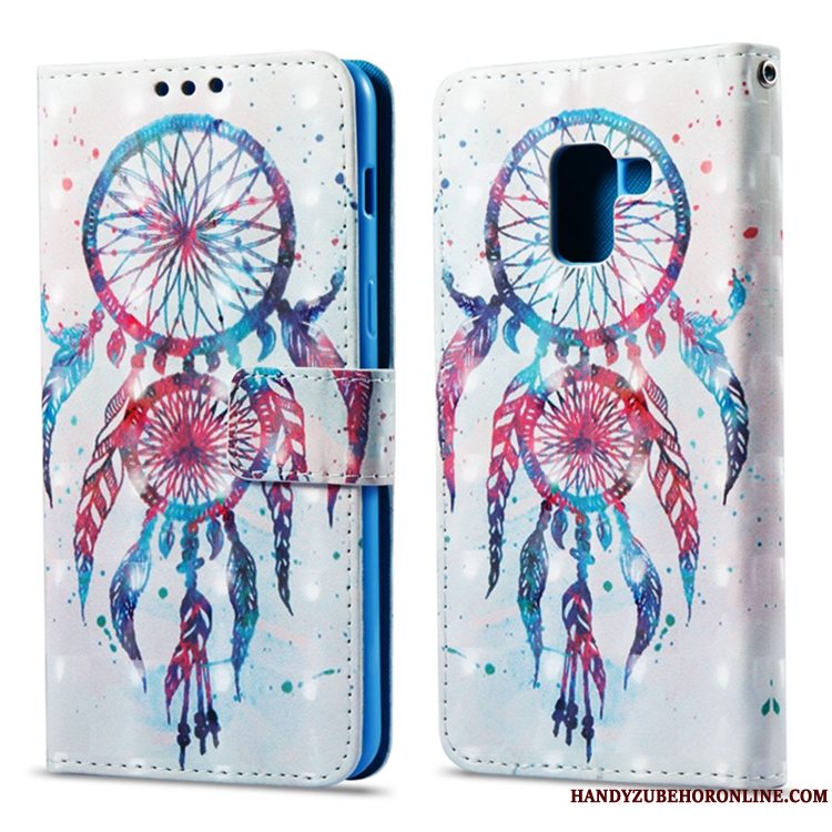 Etui Samsung Galaxy A8 2018 Tegnebog Telefonrød, Cover Samsung Galaxy A8 2018 Folio Anti-fald Kort