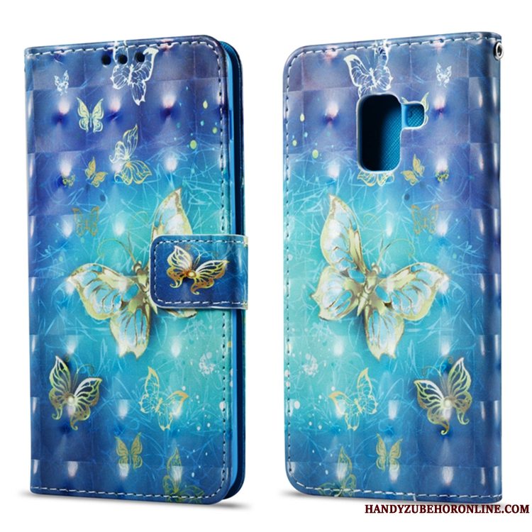 Etui Samsung Galaxy A8 2018 Tegnebog Telefonrød, Cover Samsung Galaxy A8 2018 Folio Anti-fald Kort