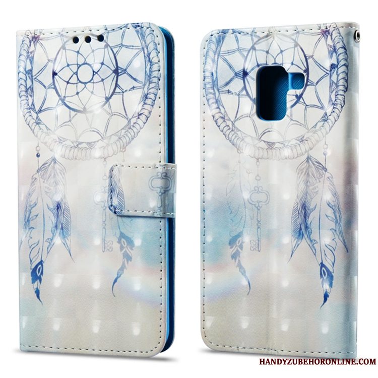 Etui Samsung Galaxy A8 2018 Tegnebog Telefonrød, Cover Samsung Galaxy A8 2018 Folio Anti-fald Kort