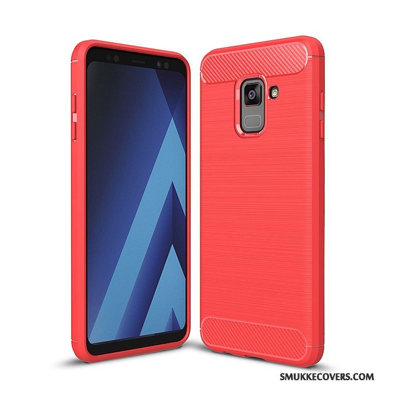 Etui Samsung Galaxy A8+ Blød Rød Anti-fald, Cover Samsung Galaxy A8+ Tasker Telefonfiber