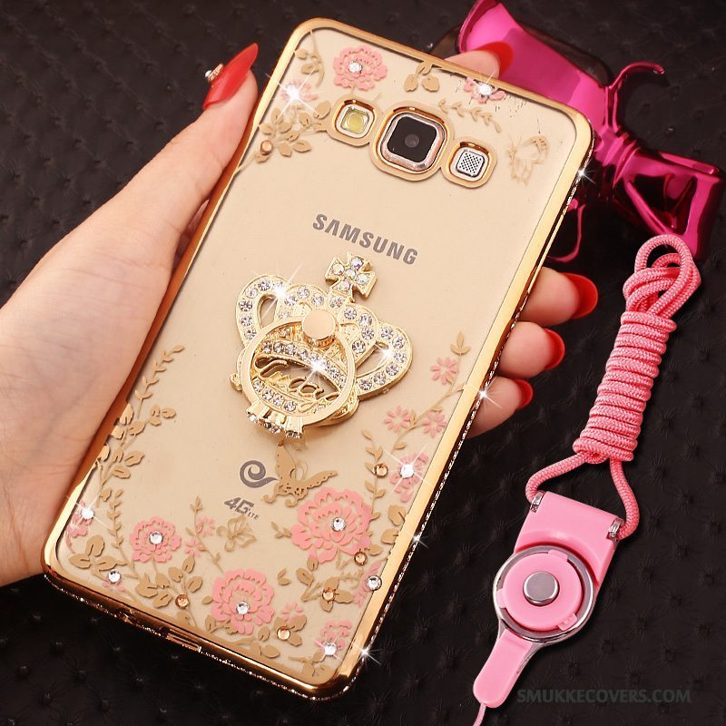 Etui Samsung Galaxy A8 Blød Telefonhængende Ornamenter, Cover Samsung Galaxy A8 Strass Trend Guld