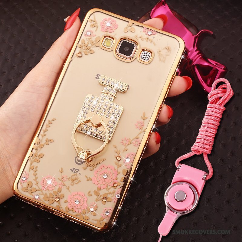 Etui Samsung Galaxy A8 Blød Telefonhængende Ornamenter, Cover Samsung Galaxy A8 Strass Trend Guld